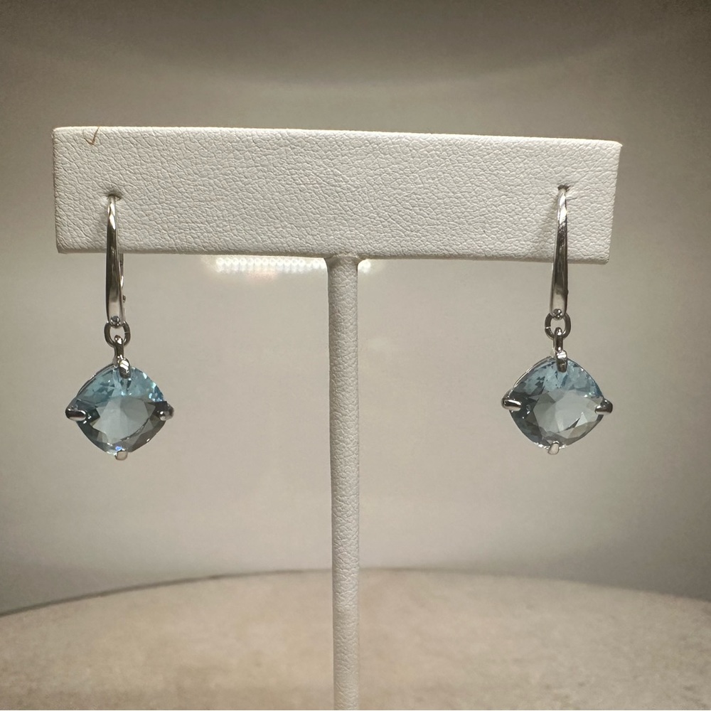 Swarovski Light Blue Crystal hanging earrings rhodium plating